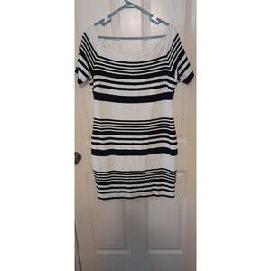 Bisou Bisou Black And White Stripe Midi Dress. Size 16. B54